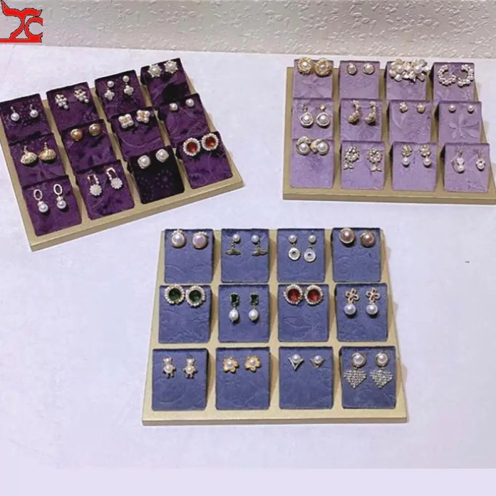 New Luxury Hot Selling 12 White Velvet Earnail Tray Pendant Jewelry Black Exhibition Organizer Advanced Grey Organizer Showcases