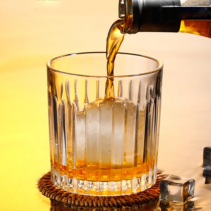 Drinking Glass 290ml/335ml Crystal Glass Vertical Striped Coffee Cup Crystal-clear Wine Glasses Transparent Water Dispenser Household Tumbler