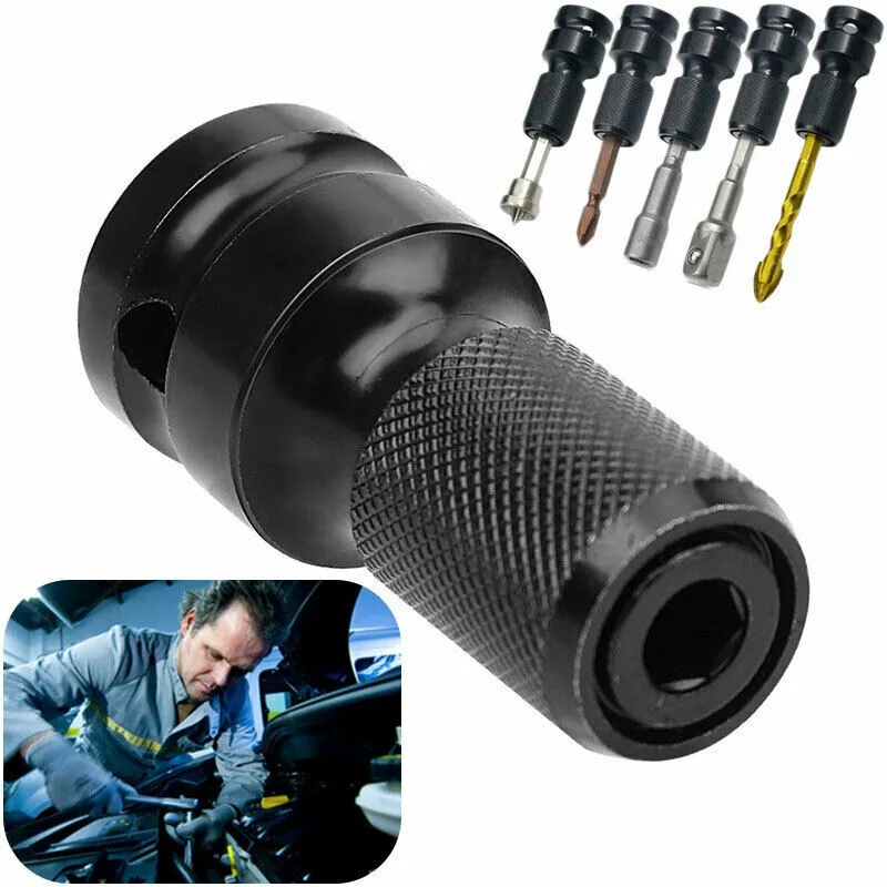 1PC 1/2’’ Drive To 1/4’’ Hex  Drill Chuck Converter Quick Release Socket Adapter For Impact Wrench Drilling Bits Driver binoax 6 19mm power magnetic nut driver drill bits set 65mm quick release impact socket adapter