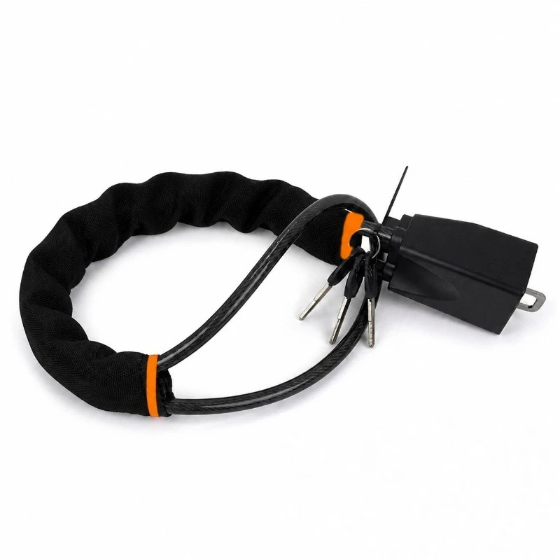 Universal Anti-Theft Car Steering Wheel Lock with Secure Seat Belt Attachment and Steel Rope