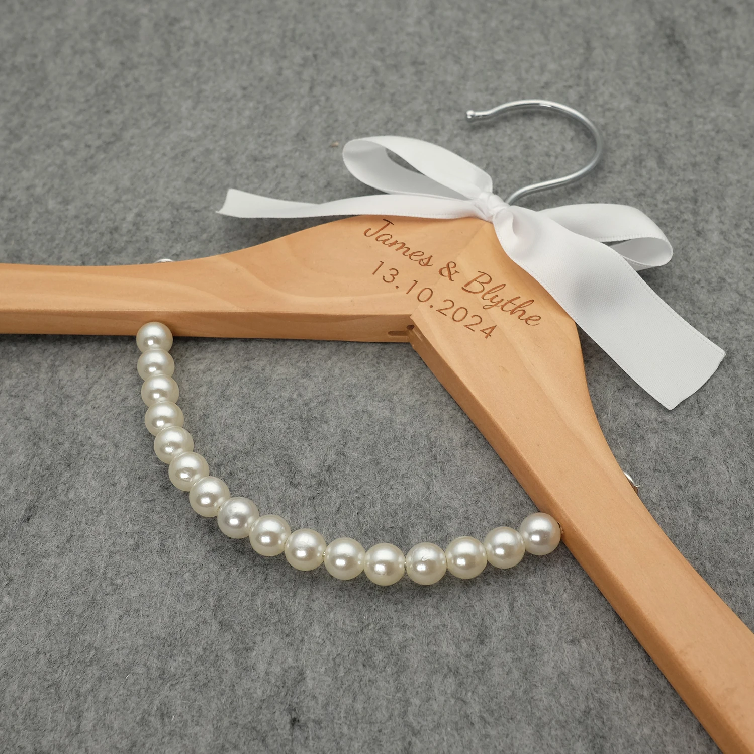 Wedding Hanger Wood Personalized Bridal Dress Name Hanger Set Bride and Groom