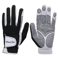 Efunist Golf Glove For Men Non-Slip Patterned Microfiber Black Breathable Left Hand 3D Performance Grip Comfortable Golf Gloves 1