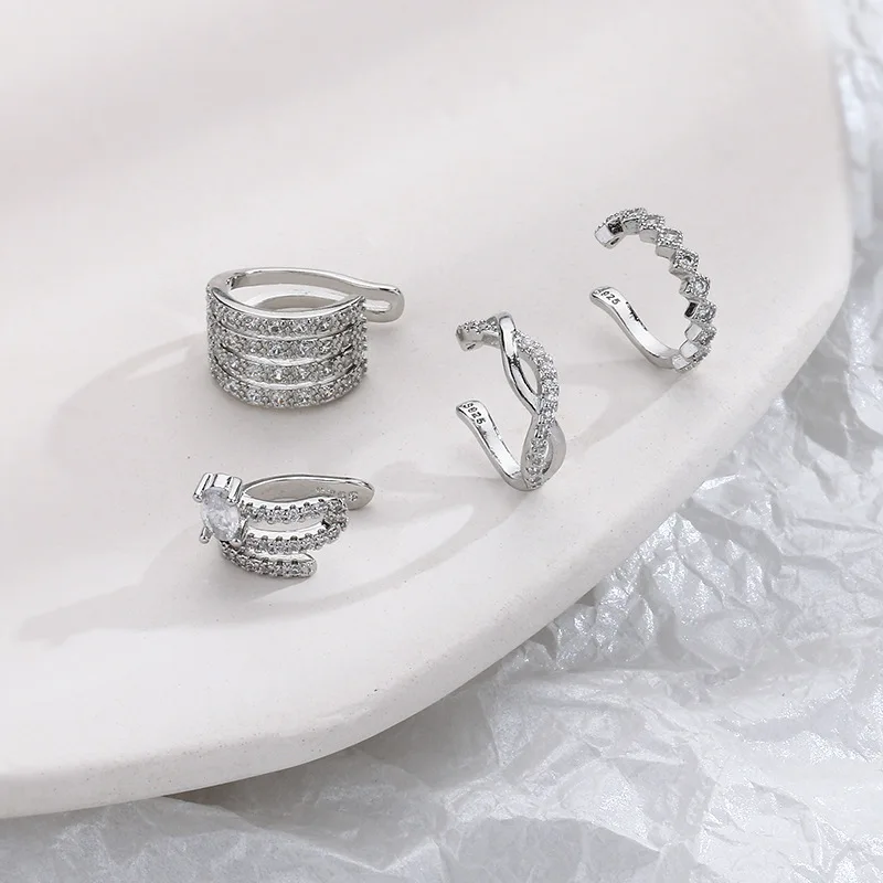 Mimei Orecchini Clip, Cristallo, 18 k Placcato Oro Bianco, Ali dell'Angelo, Orecchio Non Necessario, Regalo Perfetto per Bambina/Donna per Natale, San Valentino, Compleanno, Festa