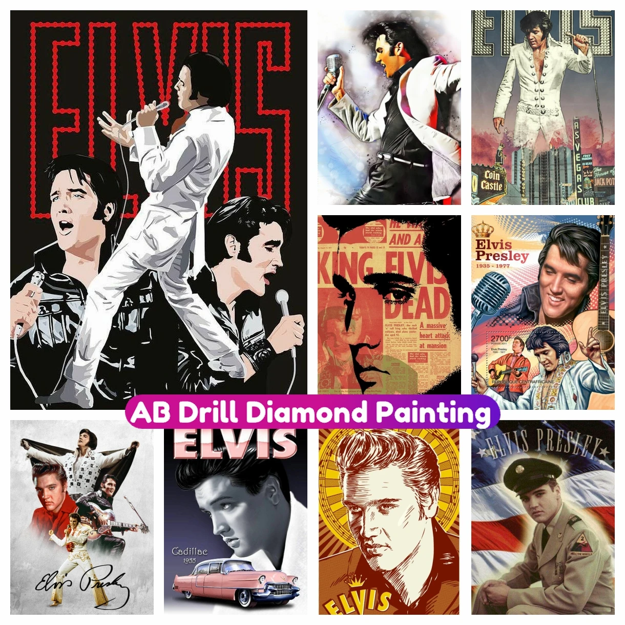 

Elvis P-Presley Rock Singer Star Musician Art AB Diamond Painting 5D DIY Full Cross Stitch Kit Mosaic Embroidery Home Decor Gift