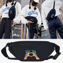 

Hand Than Love Printing Waist Bag Unisex Pouch Sling Bags Crossbody Outdoor Sport Bag Shoulder Chest Bag Daily Picnic Canvas Bag