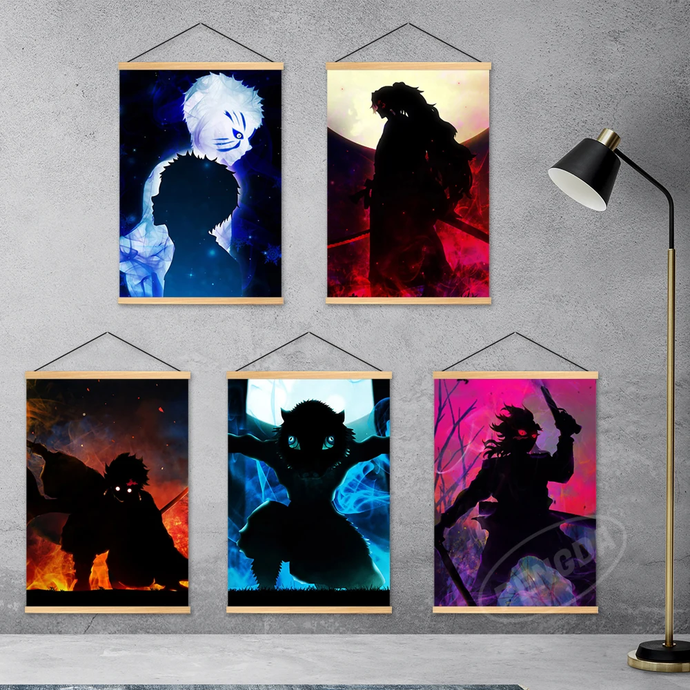 

Home Decoration HD Demon Slayer Canvas Wall Art Hashibira Inosuke Wooden Hanging Painting Pictures Anime Printing Modular Poster