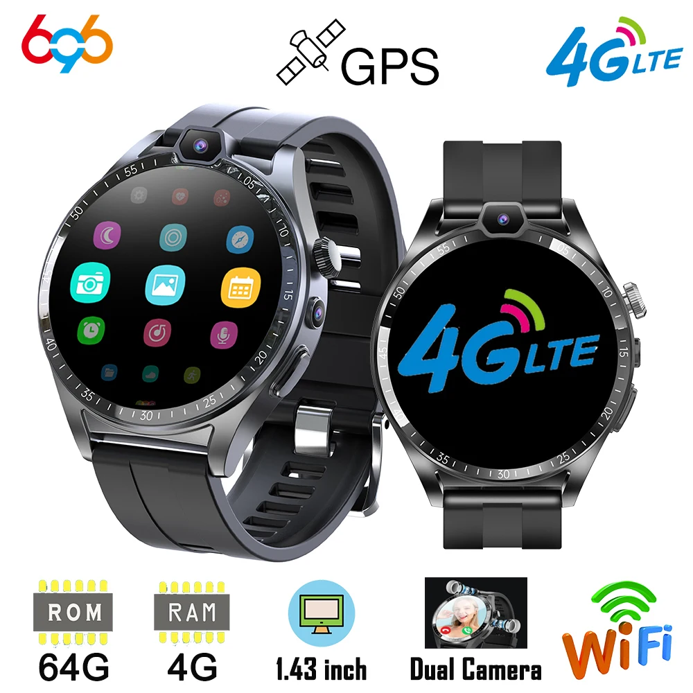 

2023 New 4G Video Call Men Smart Watch Dual Camera GPS WIFI Sports Fitness Bracelet Face ID Heart Rate NFC SIM Card Smartwatch