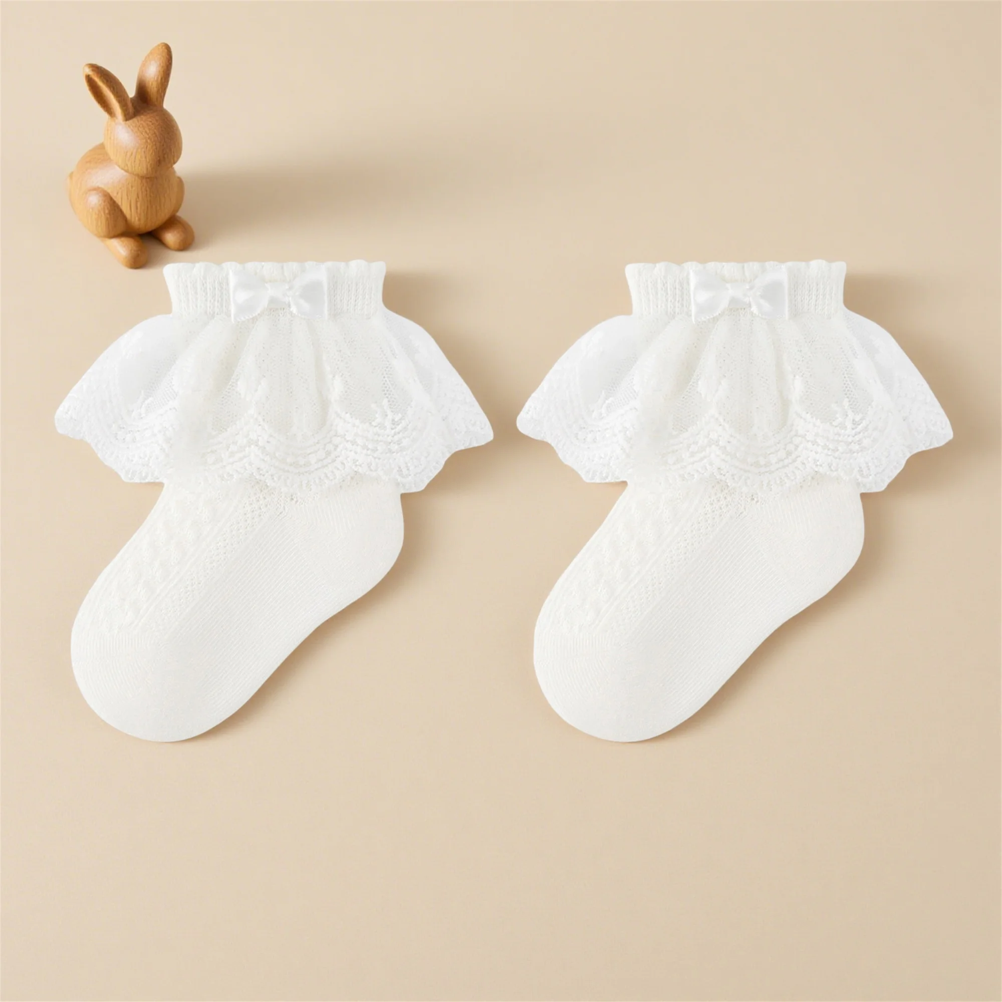 Cute Baby Girl Lace Ruffle Socks Soft Breathable Frilly Princess Socks for Toddlers and Kids Ages 0-8 Years Old