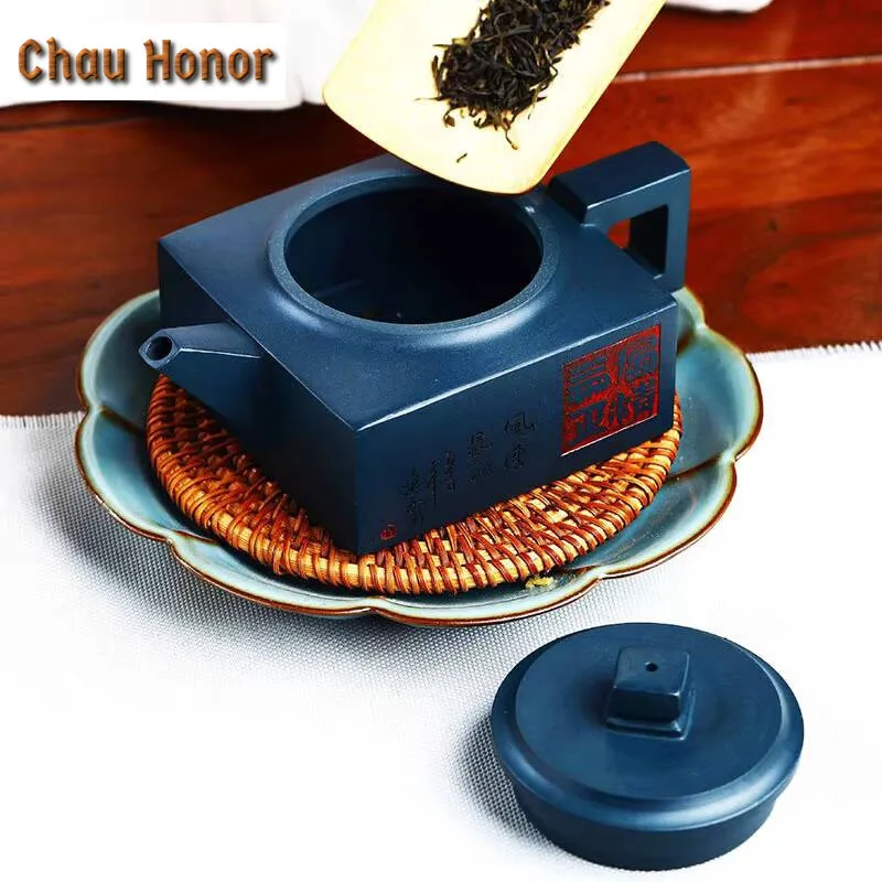 280ml Yixing Handmade Tea Pot High-End Purple Clay Teapot Raw Ore Azure Mud Kettle Chinese Tea Ceremony Customized Teapot