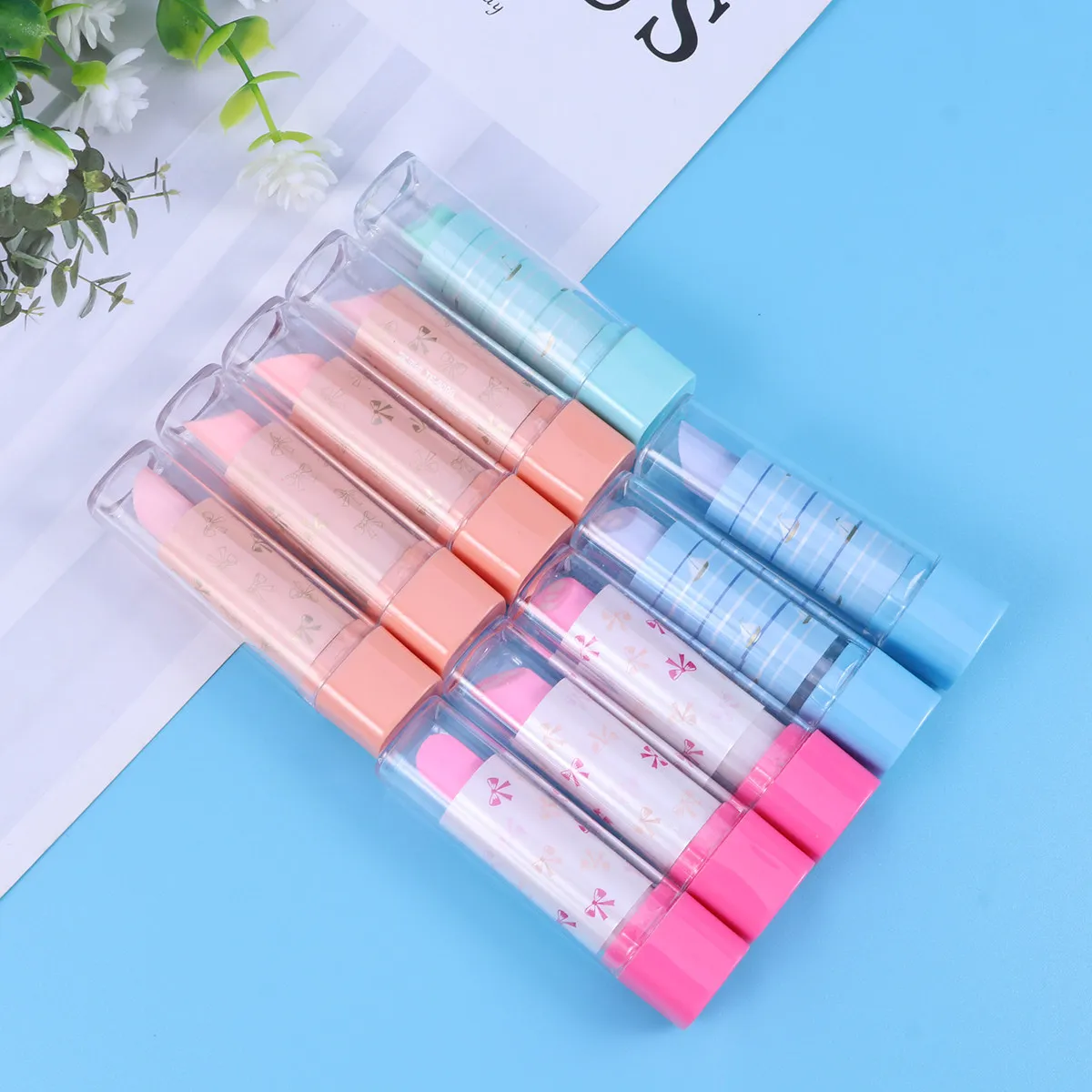 10Pcs 립스틱 지우개 모듬 세트 학교 학습을 위한 부드러운 무독성 지우개 학생들을 위한 재미있는 동기 부여 보상 선물