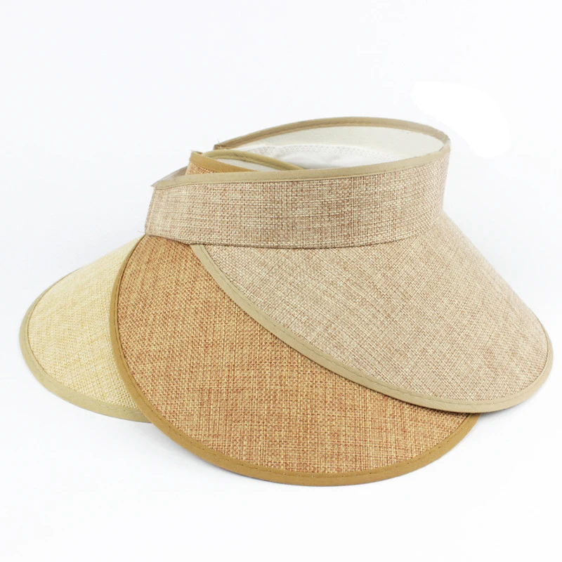 Summer Women Sun Hat Large Brim Empty Top Sunscreen Caps For Ladies Outdoor UV Protection Visor Cap_voghion.com