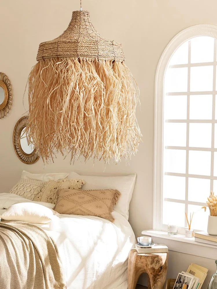New Design Handmade Woven Wabi Sabi Rattan Grass Thailand Japanese Simple Natural Australia House Popular Pendant Lamps Lights 2