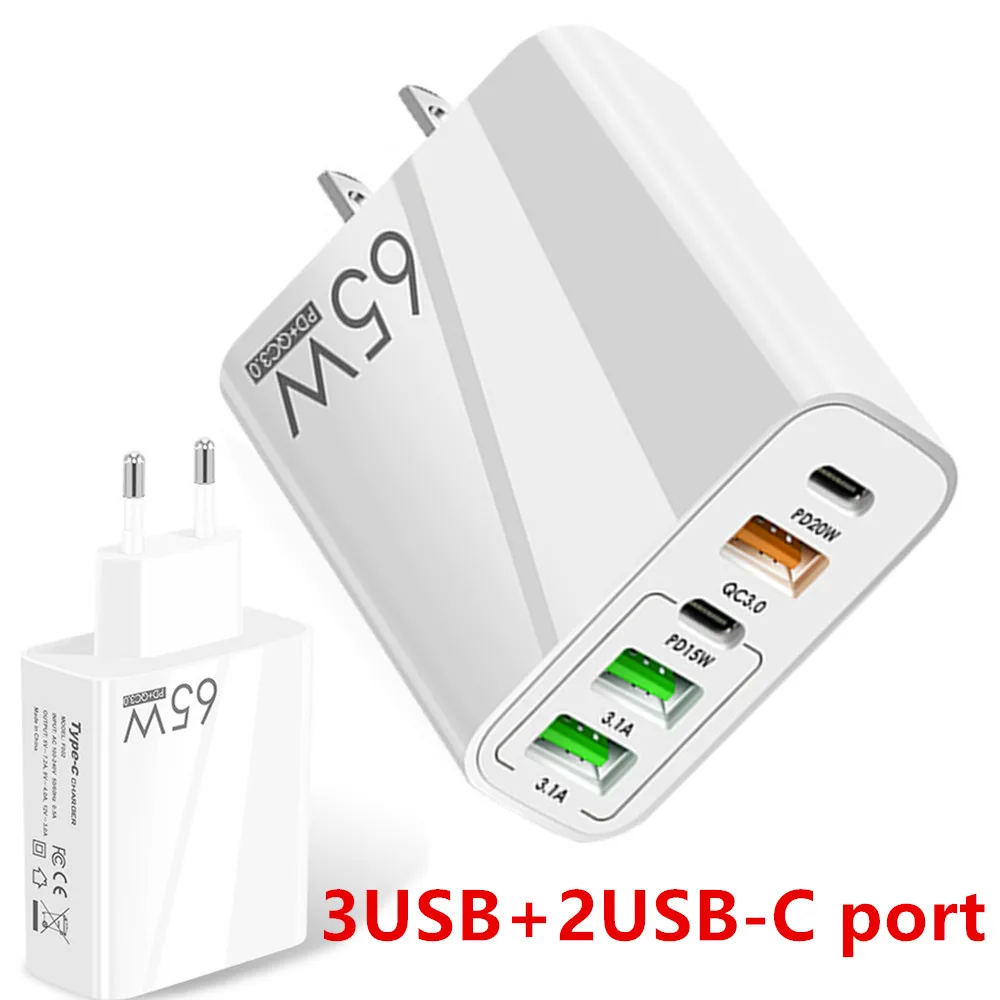 Caricabatterie Usb C Ricarica Rapida 65W Tipo C Pd Qc3.0 Adattatore Per Telefono Cellulare Per Iphone Xiaomi Huawei Samsung Ipad Realme Oneplus Tablet