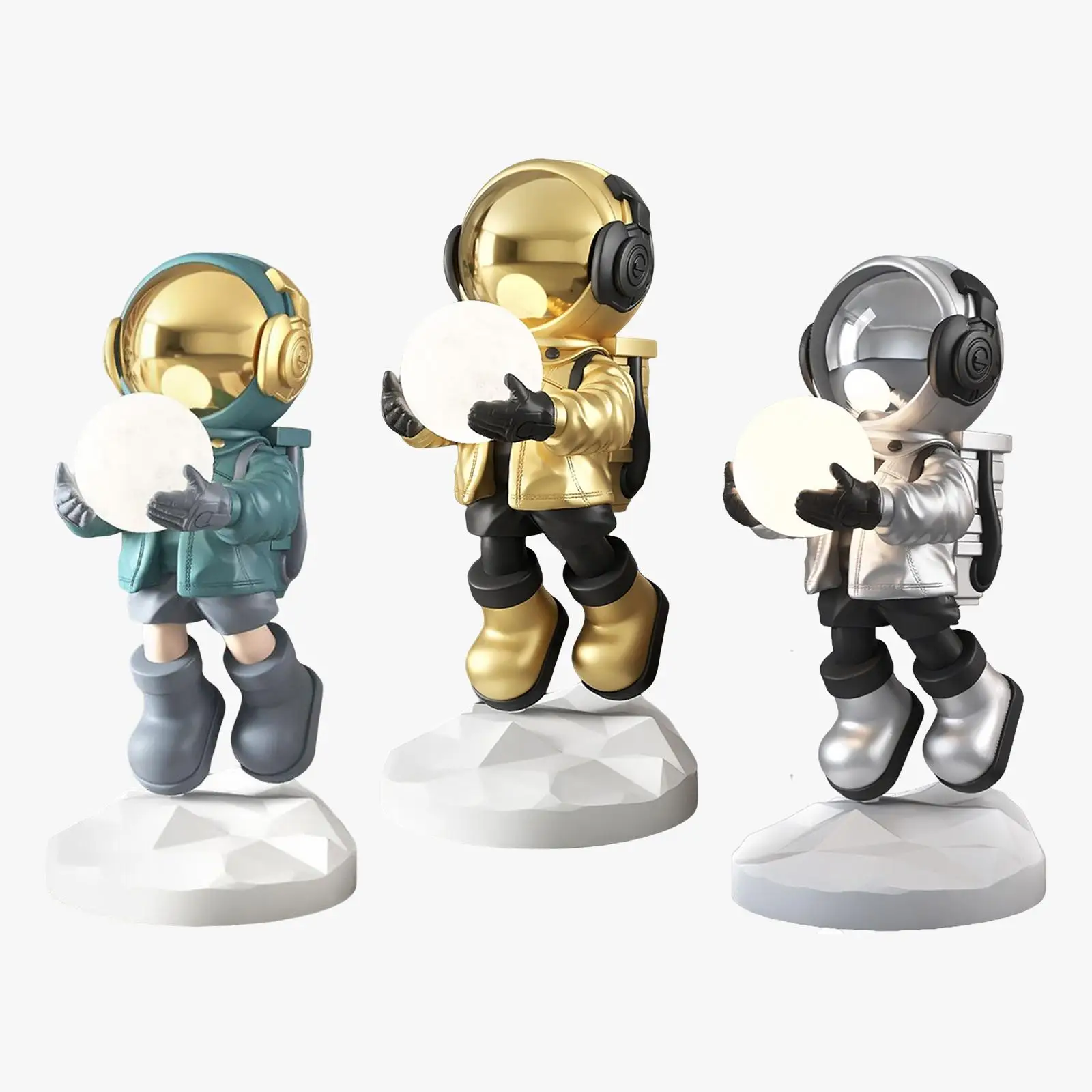 

Astronaut Figure Sculpture Collection Change Floor Standing with Light Crafts Decoration Statue for Living Room Window