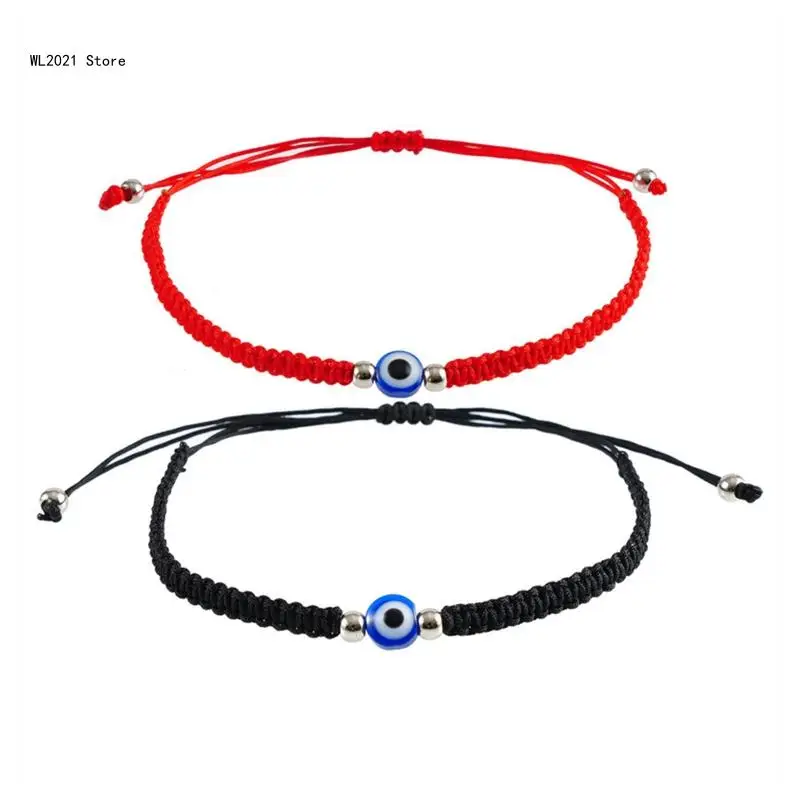 2Pieces/set Black Red String Bracelet for Evil Eye Wristband