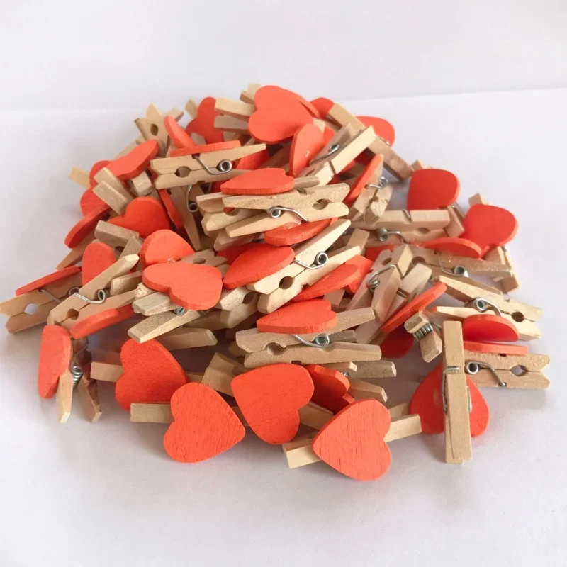 G2PLUS 100 PCS di Legno Foto Clip di Colore Mollette Foto Molletta in Legno+ 30 m Spago Mollette Clip Decorative per Artigianato, Matrimoni ed DIY Event (Colore
