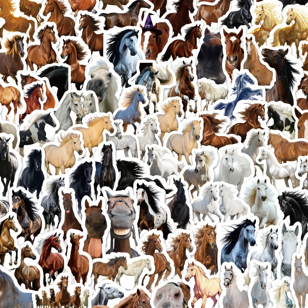 100 Stück realistische Pferde-Aufkleber, kreative, dekorative, hochauflösende Aufkleber für den Desktop-Planer – Detail 1