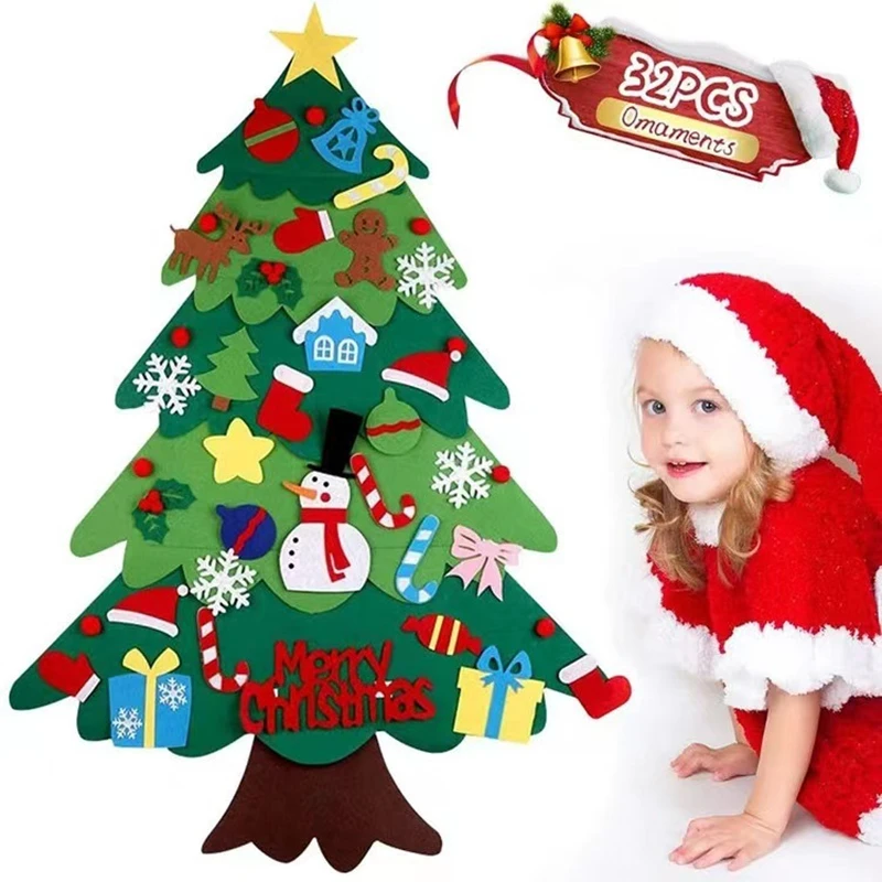 3D DIY Felt Christmas Tree New Year Gifts Kids Toys Artificial Tree Wall Hanging Ornaments Christmas Decoration for Home berry artificial flower fake red berries christmas flower new year s decor tree artificial berry christmas decoration for home