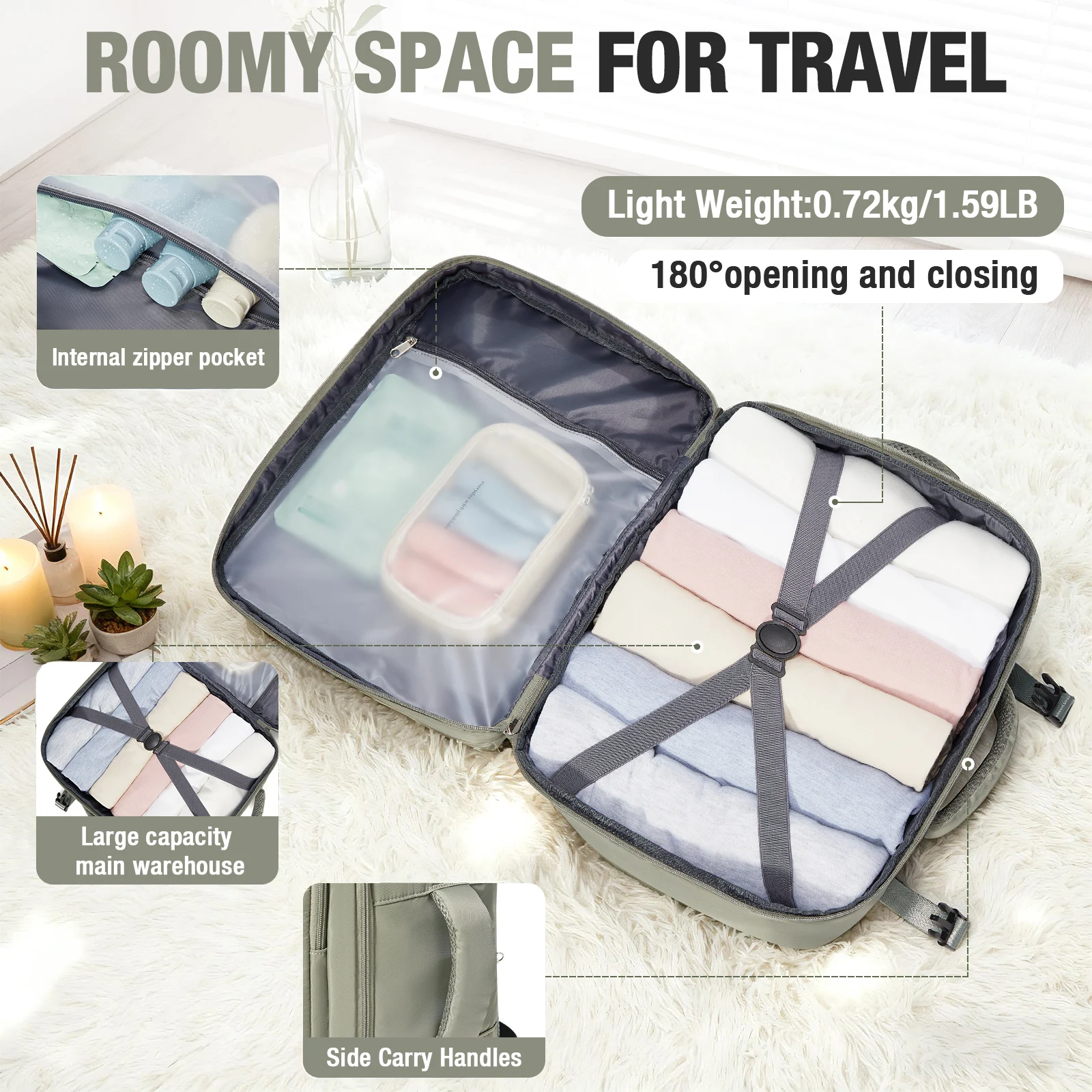 Hand Luggage Bag, 40x30x20 Carry-On Backpack Duffel Bag, Rucksack Travel Backpack For Women Men Medium Business Work Lightweight