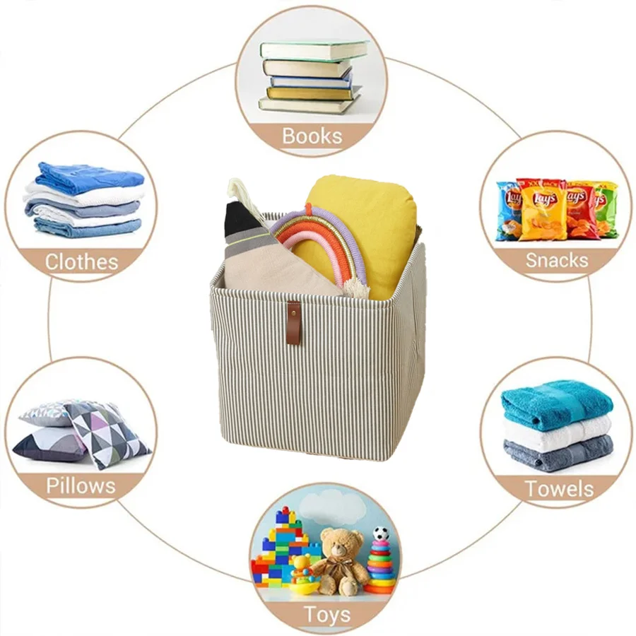 Cube Folding Storage Box With Handle Fabric Storage For Toys Clothes Storage Bins Home Closet Office Nursery Organizer 2