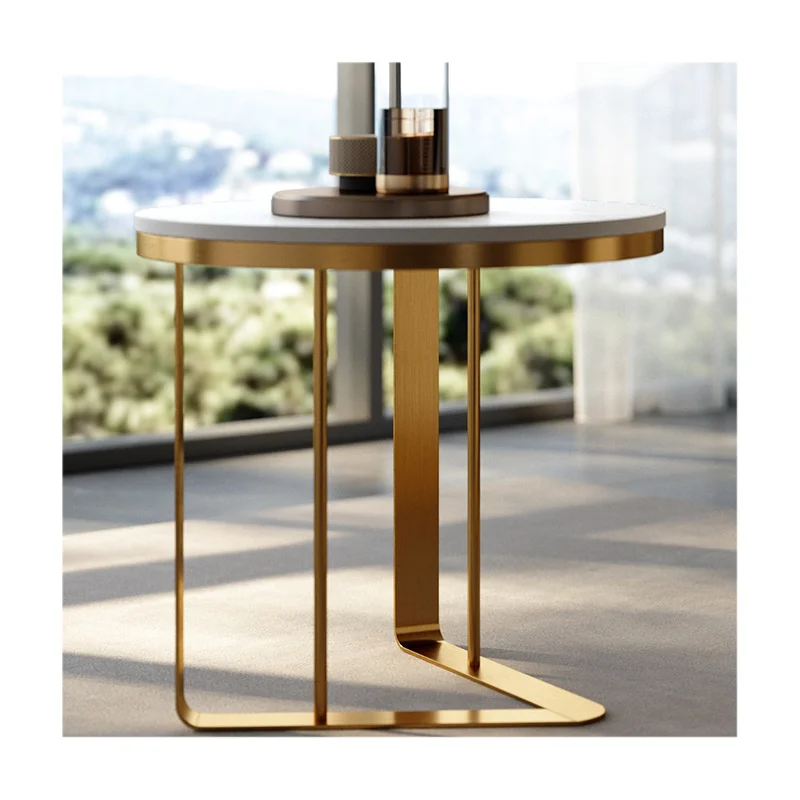 Modern Simple Luxury Living Room Home Small Coffee Table Light-Weighted Creative Stainless Steel Rock Table Tops Countertops