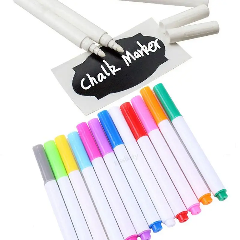 12 Color/set Liquid Erasable Chalk Marker Pen For Glass Windows Blackboard  Markers Teaching Tools Office