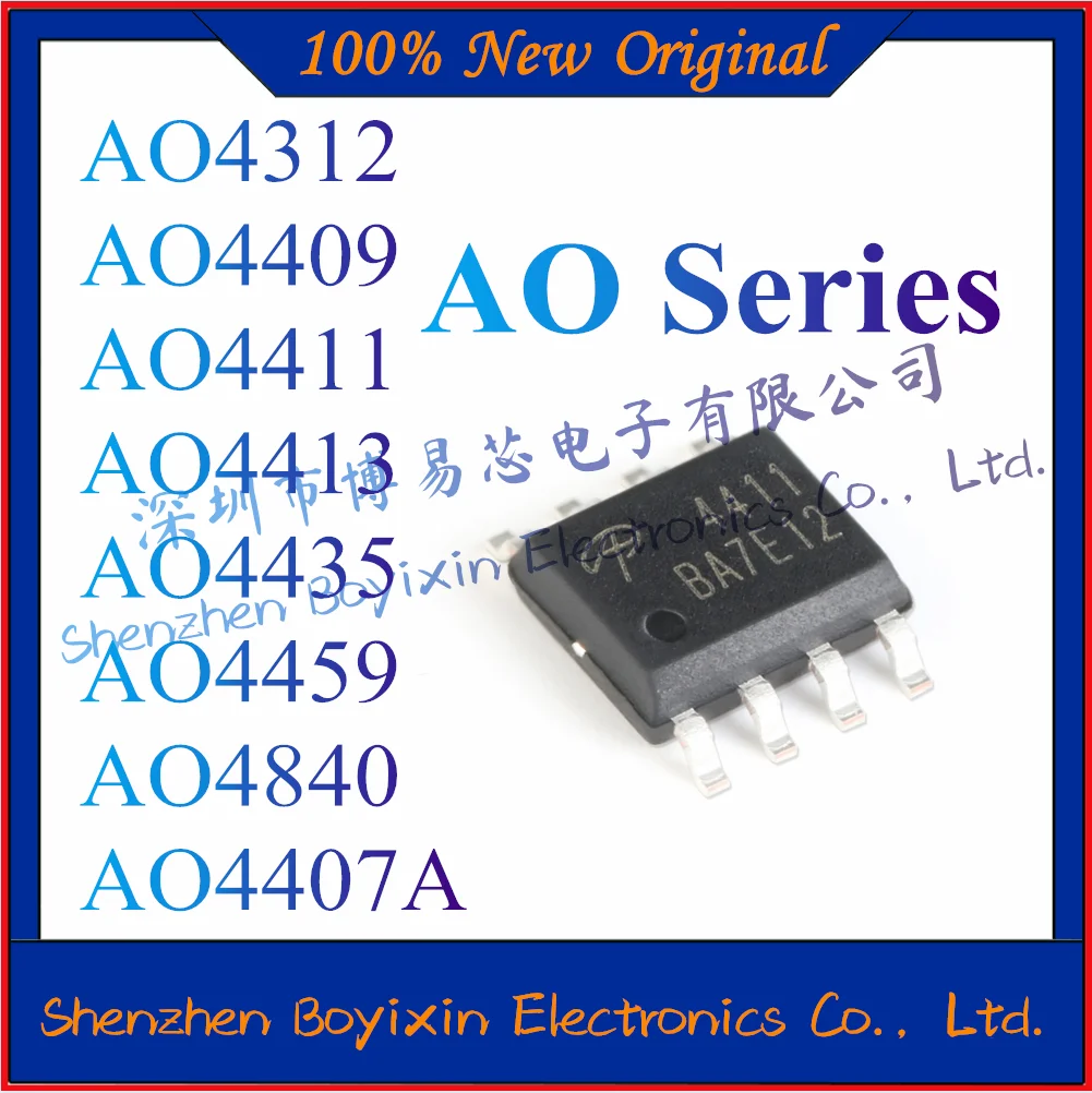 

10Pcs NEW AO4312 AO4407A AO4409 AO4411 AO4413 AO4435 AO4459 AO4840 P-channel MOSFET Field Effect Transistor