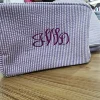 Personalized Seersucker Makeup Bag, Embroidered Name Seersucker Bag, Personalized Wash Bag, Wedding Bridesmaid Gift Makeup Bag 4