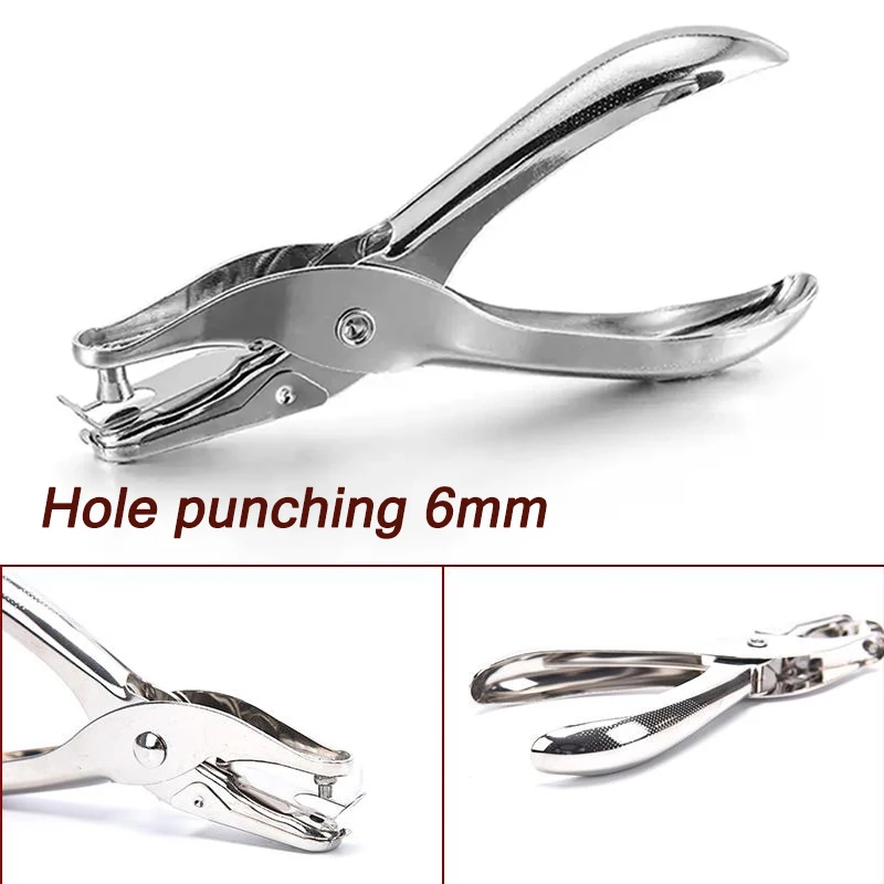 Hole Punching Tools Paper Craft Punch Hand Held Metal Stationery Round Single Hole Diameter 6mm Hole Punch Pliers Punch Paper Boxed Single