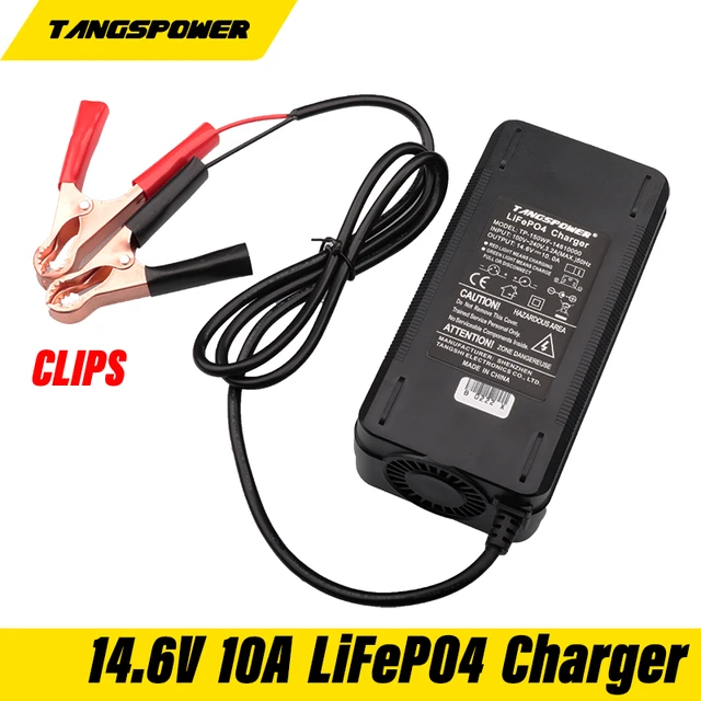 14.6V 10A For 12V 10A Lifepo4 Battery Charger Clips Charge DC