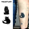 Dark themed kitten Temporary Tattoo,Lasts To 15 Days New Technology Magic Waterproof Semi Permanent Sticker. 1