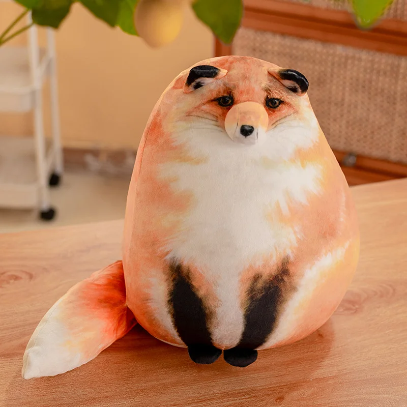 Simulation 3D Print Fox Cat Plush Throw Pillow Toy Cartoon Stuffed