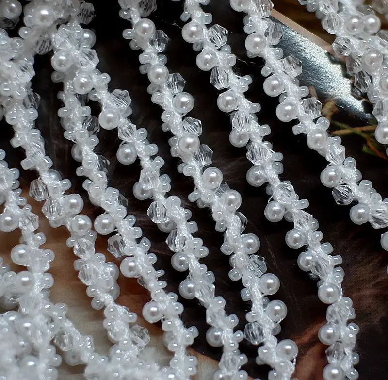 5 YARDS / 9 COLOR / Tessuto Bandos Con Perlne, Rcam, Gltter, Pzzo - Foto 6