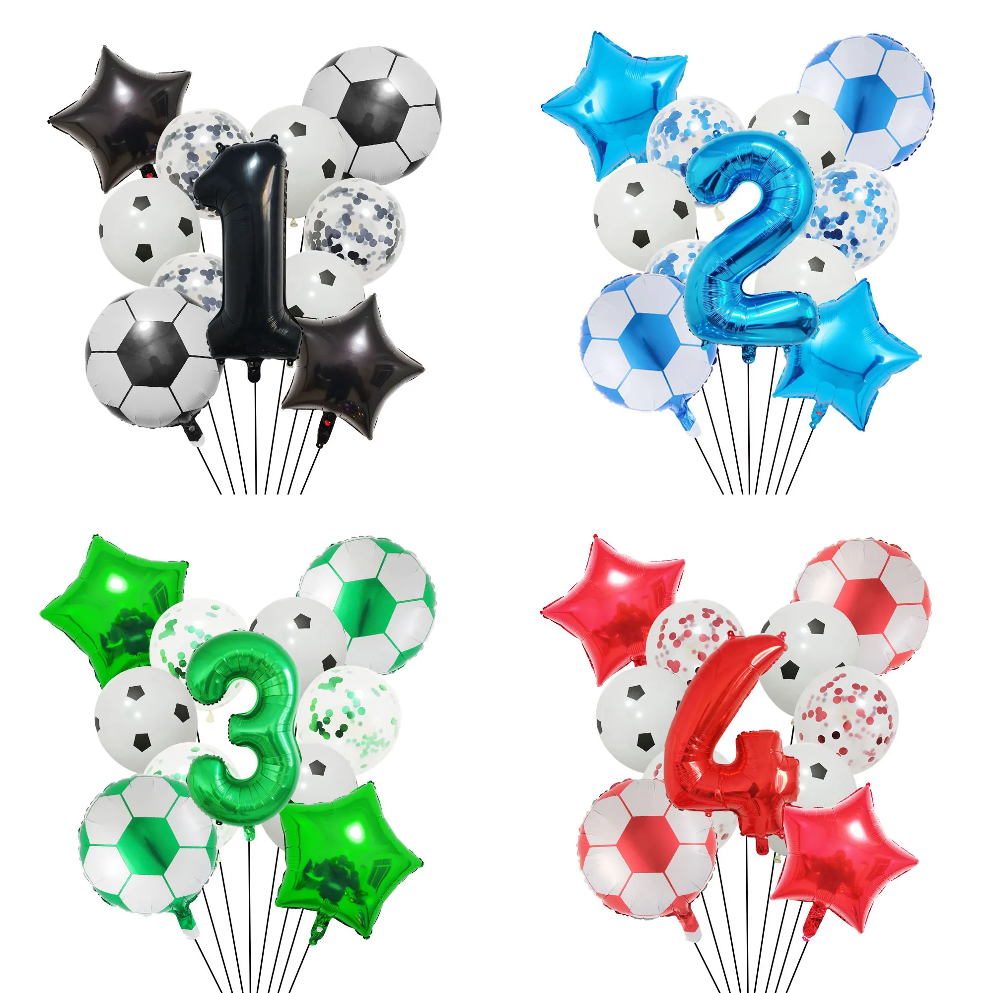 GreenBlueRedBlackFootballSoccerBalloonsBirthdayParty