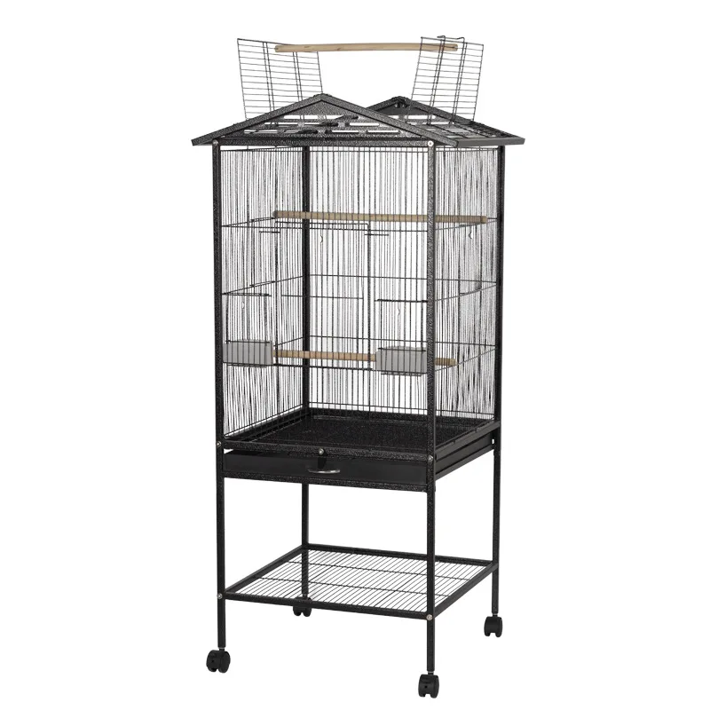 LargeMetalBirdFlightCageOpenTopBirdBreedingCageWithWheels