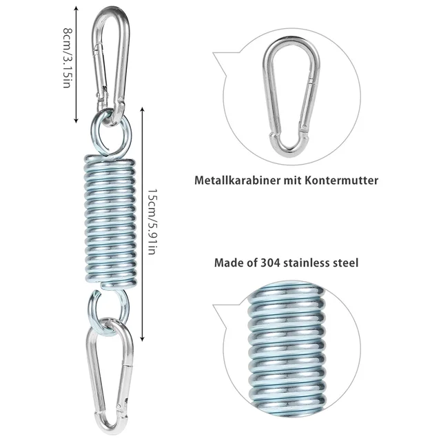 Hanging Chair Spring Heavy Duty Hammock Springs Chair Suspension Tension Hangers Outdoor Hammock Torsion Suspen Hook Spring 6