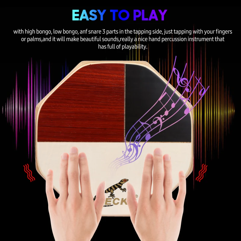 GECKO SD6 Cajon Hand Drum Cajon Drum Percussion Instrument with Carrying Bag Portable for Outdoor Travel Camping