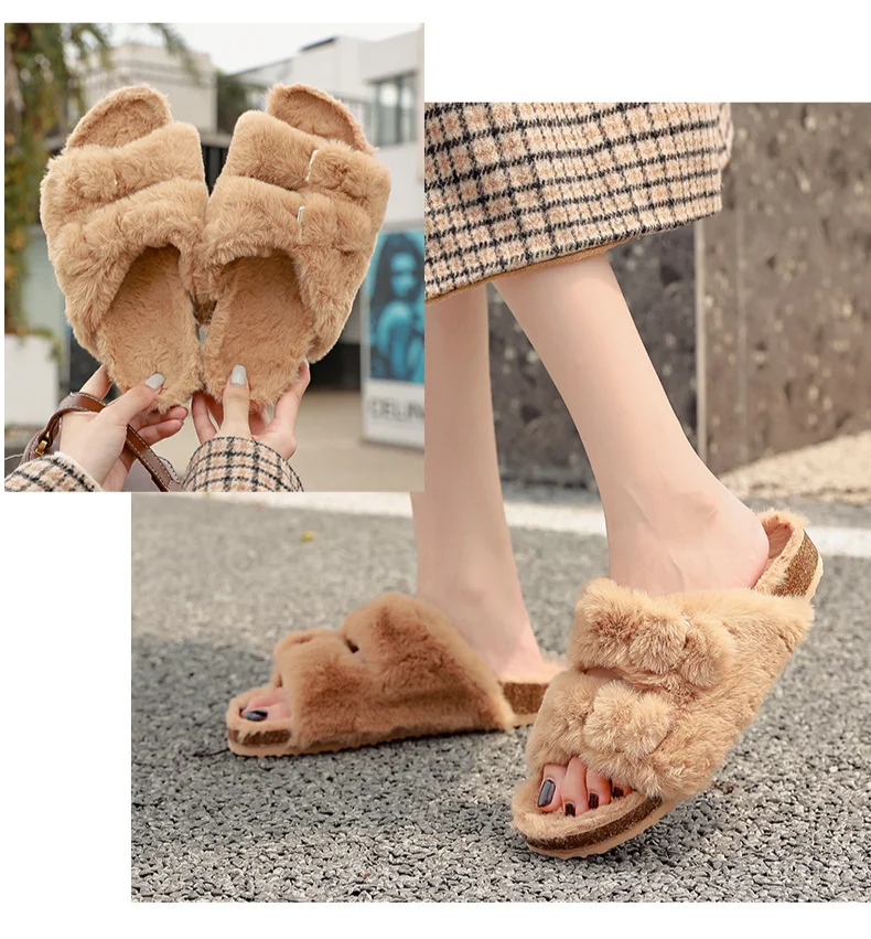 Scarpe da interno antiscivolo leggere per interni primavera autunno regolabili in pile da donna_voghion.com