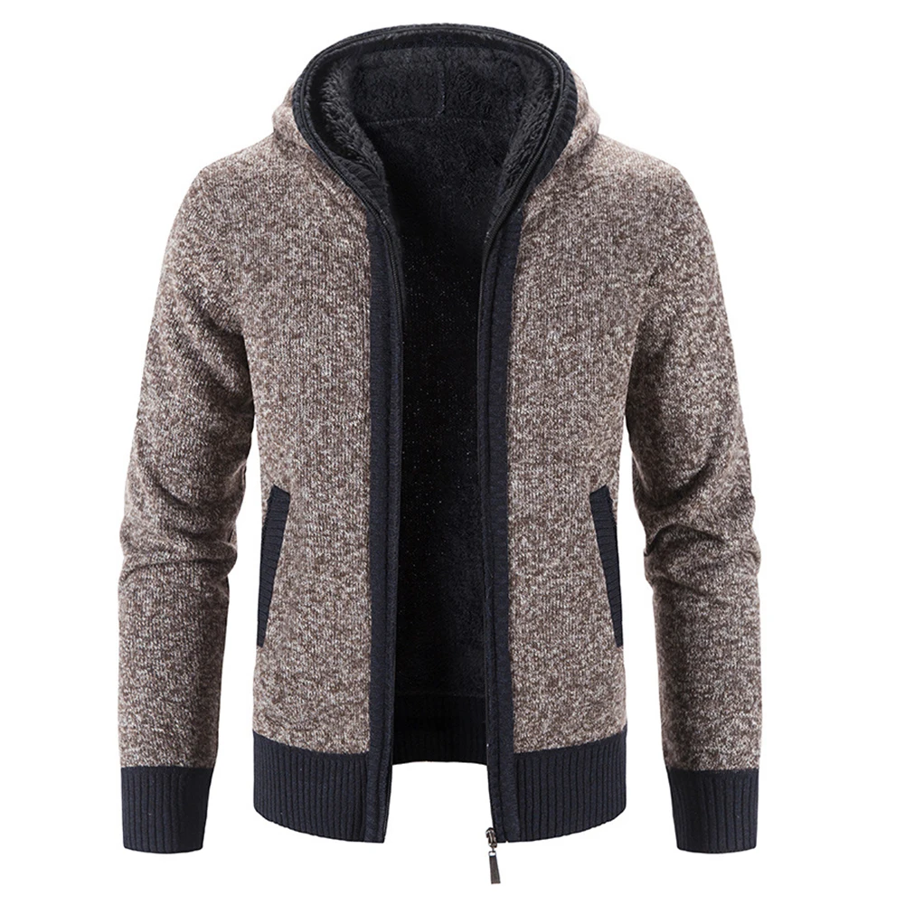 

Fashionable Mens Hooded Sweatercoat Top Knitwear Light Grey Cardigan Warm and Comfortable M 3XL Perfect for Fall Season