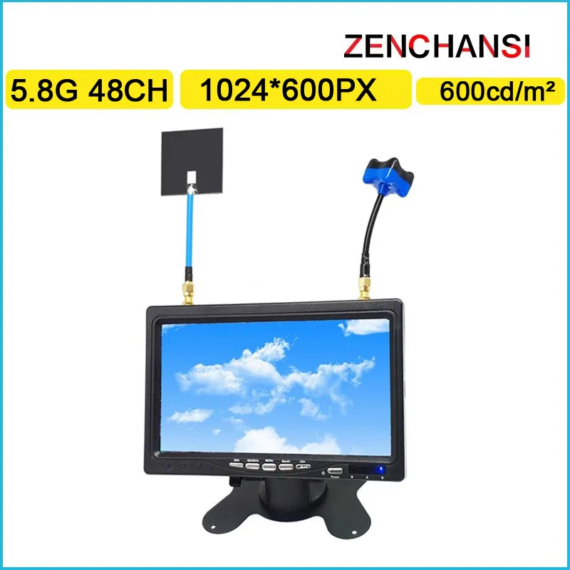 Kit FPV caméra et combinaison RC pour drone, émetteur portable avec écran et joysticks.