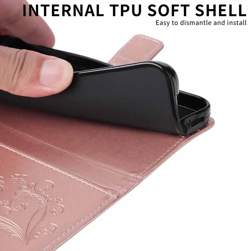 Leather Magnetic Flip Wallet Phone Case with Card Slot and Holder