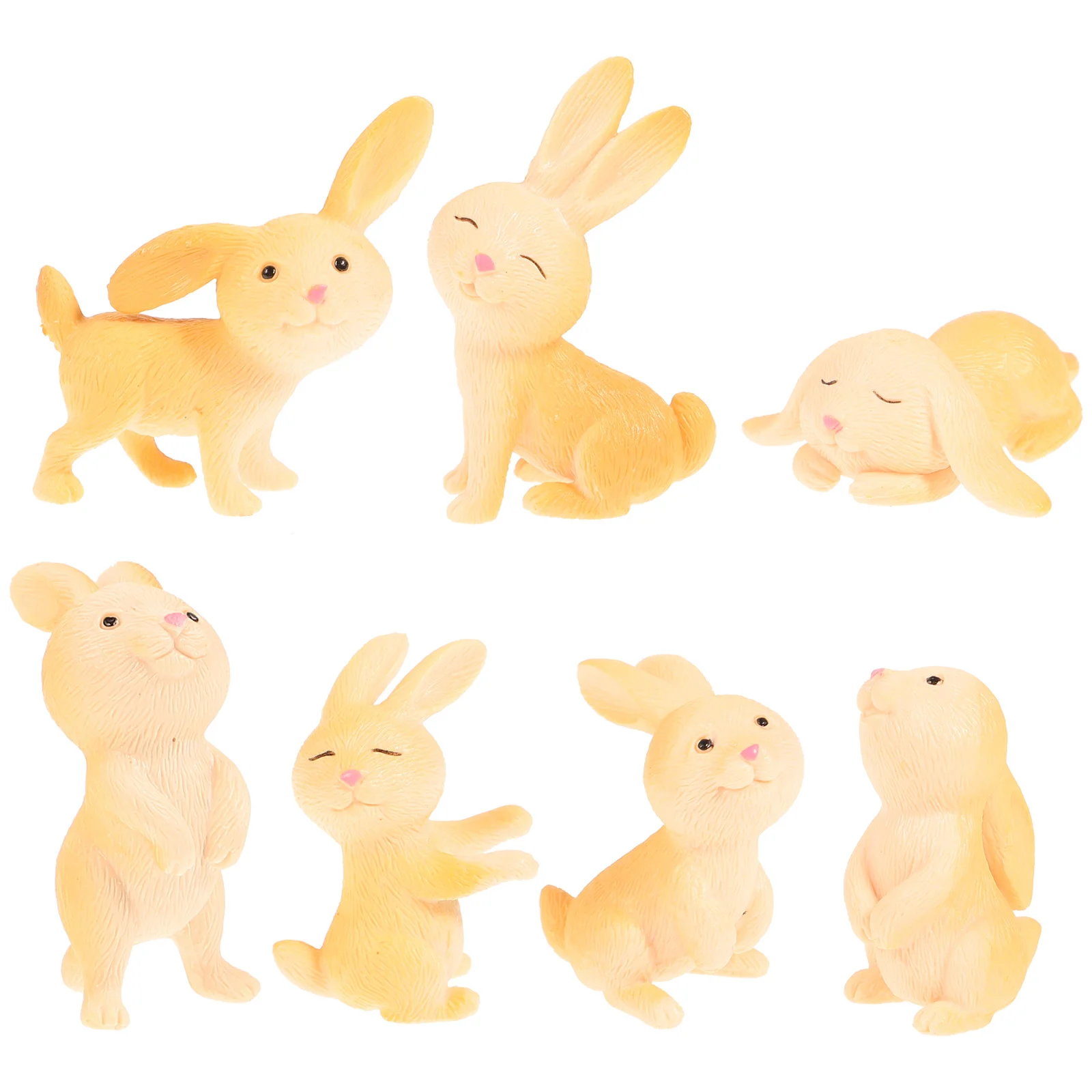 

7 Pcs Office Decor Resin Ornament Mini Gift Dashboard Cartoon Rabbit Desktop Sculpture Child