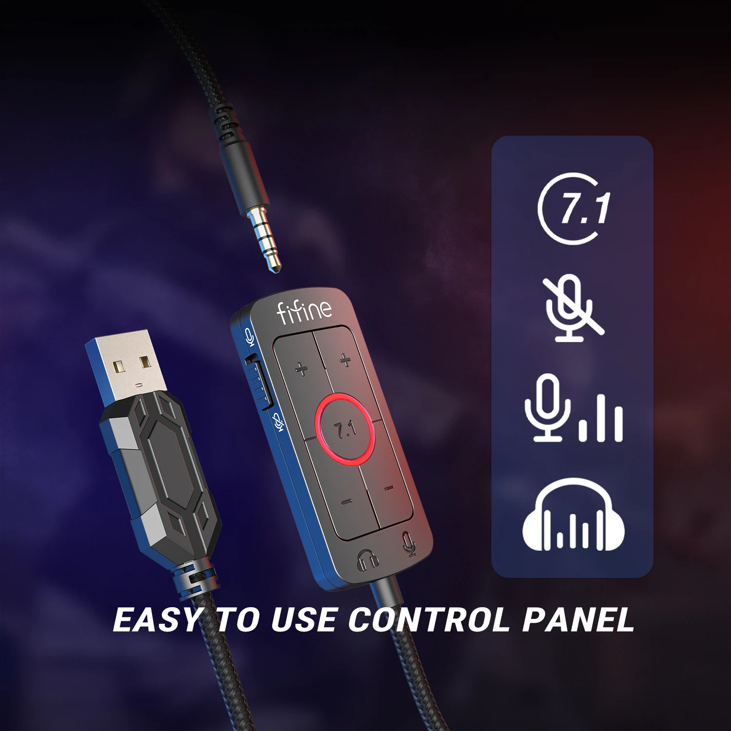 FIFINE Surround Sound Headset with Volume Control & Mute Switch