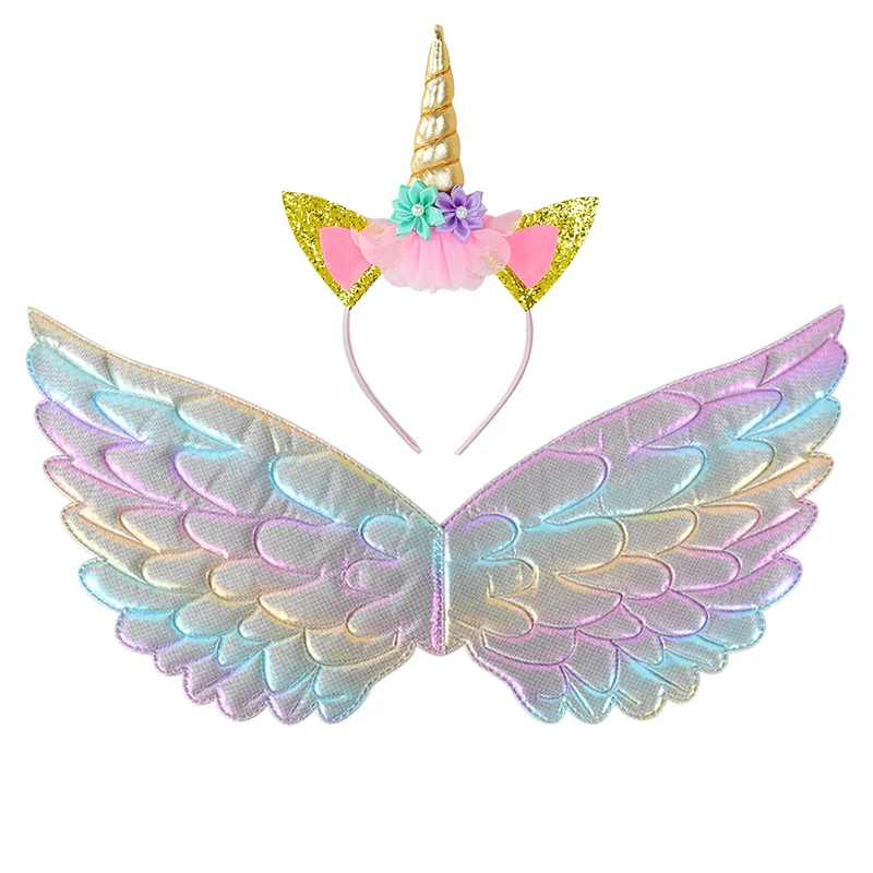 Ali Di Unicorno Per Ragazze Accessori Per Costumi Da Principessa Unicorno Ali Cosplay Fascia Per Capelli Per Bambini Tema Unicorno Decorazioni Per Fes