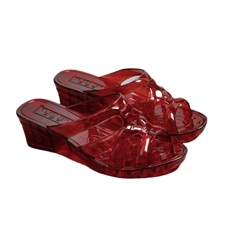 Pantoufles en plastique cristal pour femmes, chaussures d