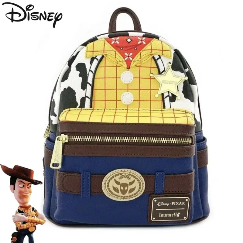 Original Loungefly Toy Story Woody Cosplay Mini Zaini Moda Pu Leather Women Kawaii Bags Cute Cartoon Student Schoolbags