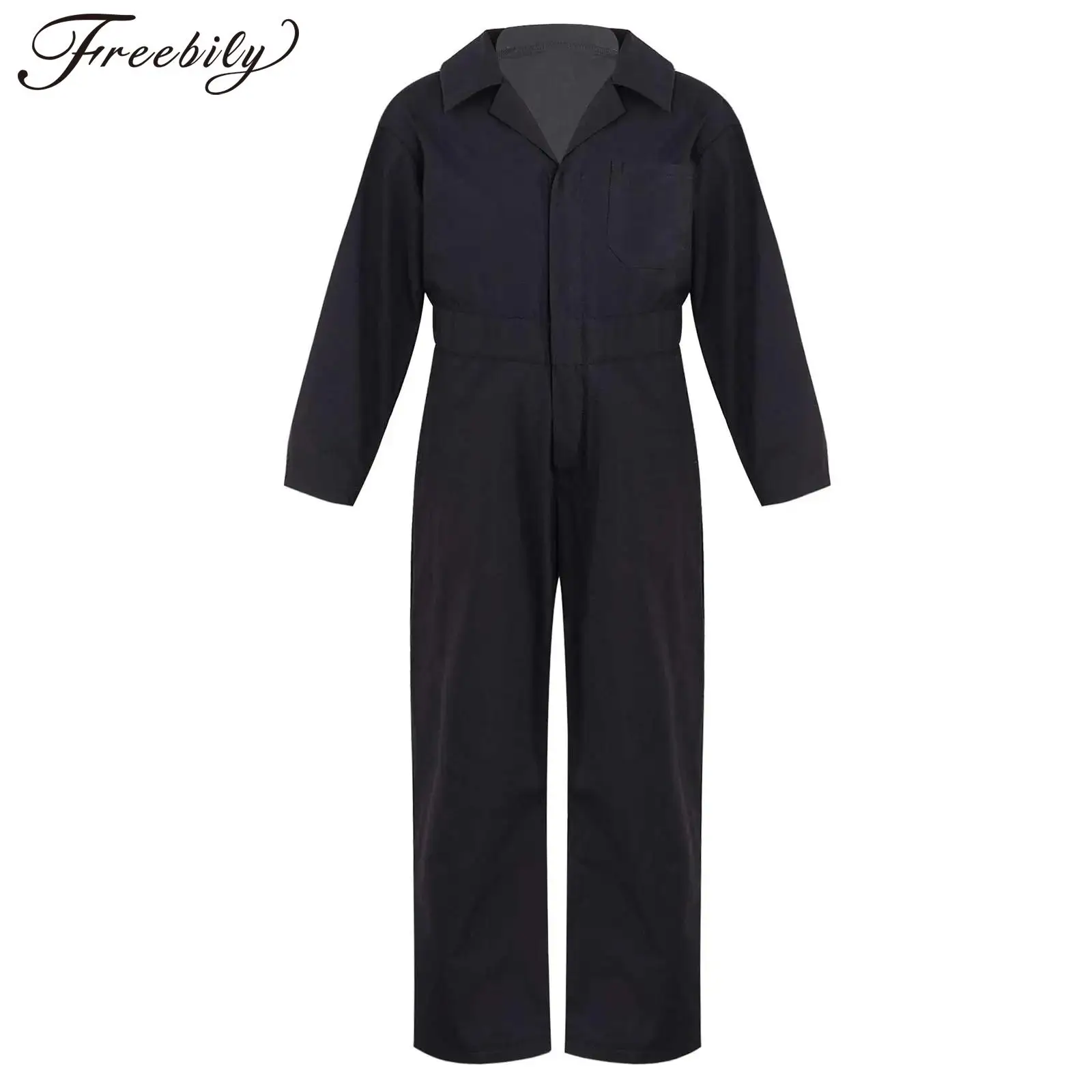 

Kids Boys Mechanic Cargo Coverall Suit Casual Jumpsuit Long Sleeve Turndown Collar Bodysuit Streetwear Halloween Cosplay Costume