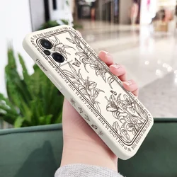 Elegant Line Art Floral Silicone Phone Case - Poco F4 (White)