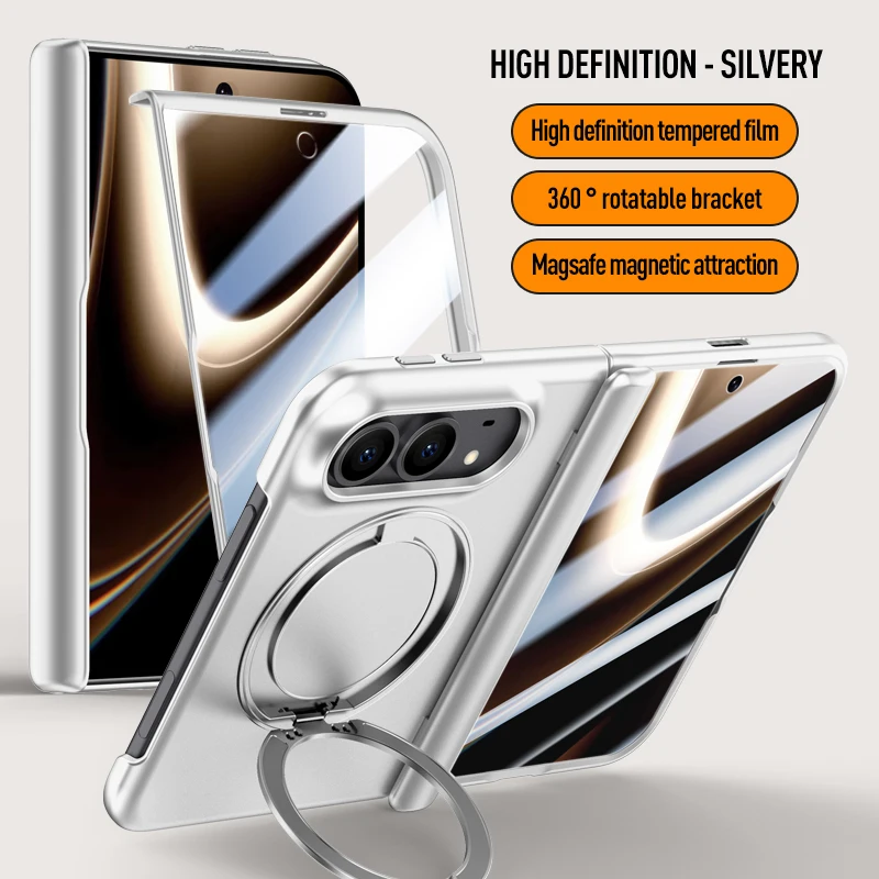 All-in-One Magnetic Phone Case with Stand & Ring, Includes Tempered Glass Front Film and Delicate Touch Finish