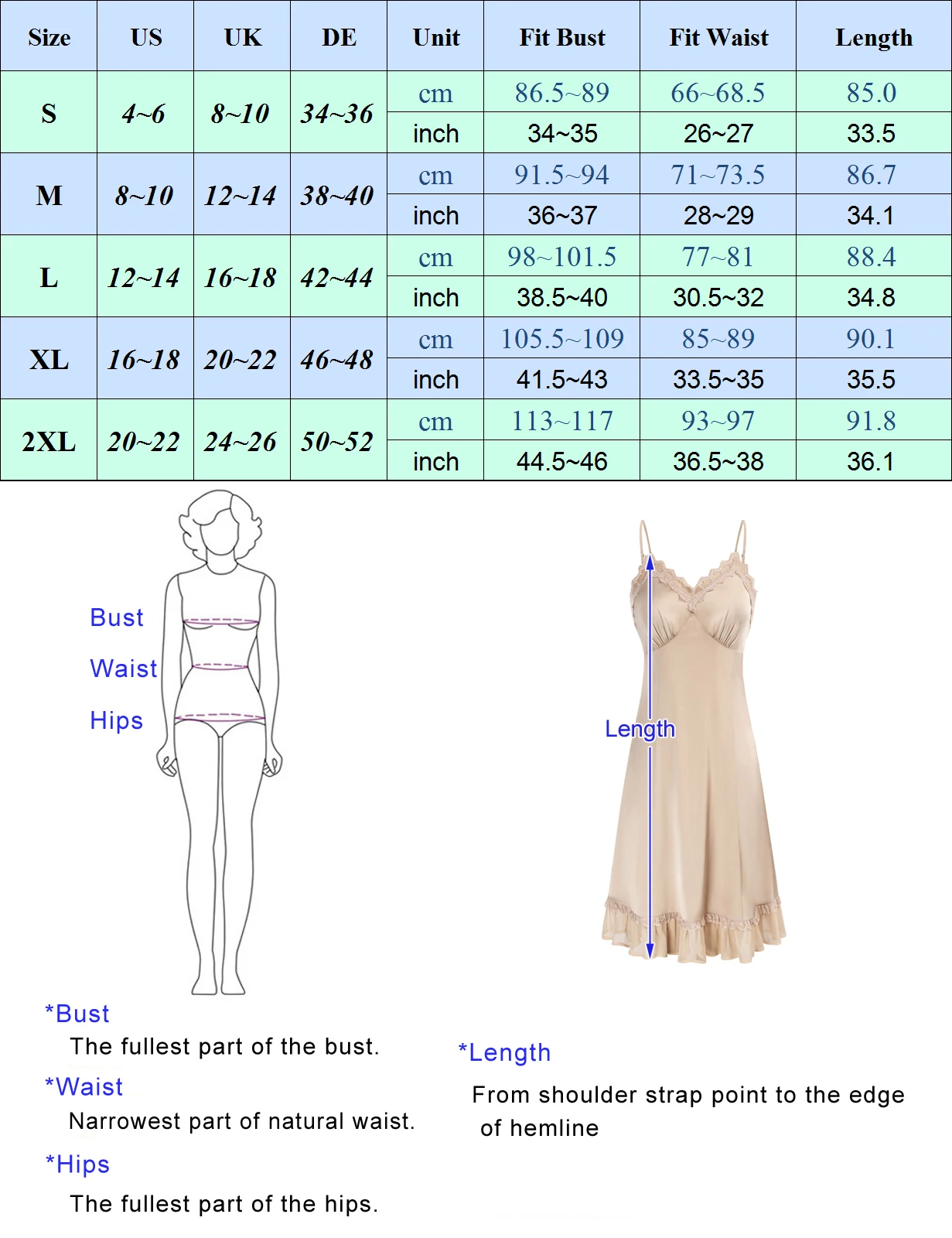 BP Women Lace Trim Full Slip Comfy Spaghetti Strap V-Neck Ruffled For Women Under Dresses Adjustable Spaghetti Strap Cami Dress